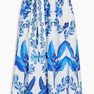 FARM RIO Gathered floral-print cotton-poplin Midi Skirt Medium NWT